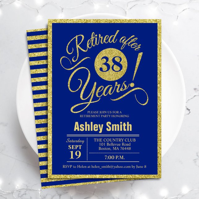Fiesta de Jubilación - Invitación Royal Blue Gold (Subido por el creador)