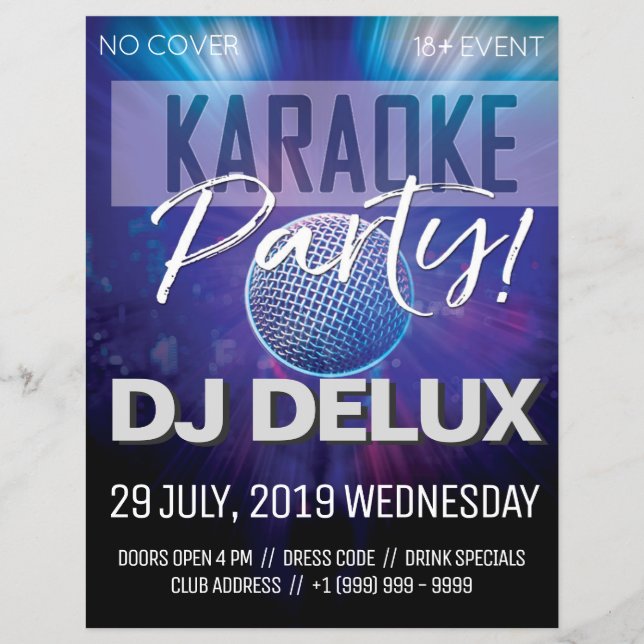 Fiesta de Karaoke | DJ | Volante del Club (Frente)
