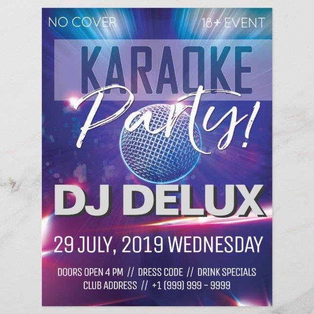 Fiesta de Karaoke | DJ | Volante del Club (Frente)