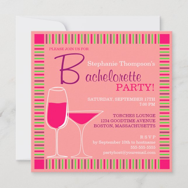Fiesta de la Bachelette Retro Invitación a los Cóc (Anverso)