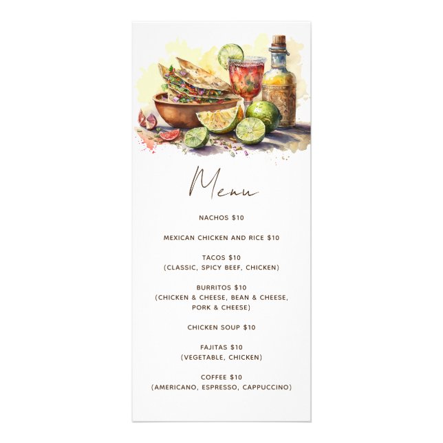 Fiesta de la fiesta de comida de Tacos. Menú de ca (Frente)