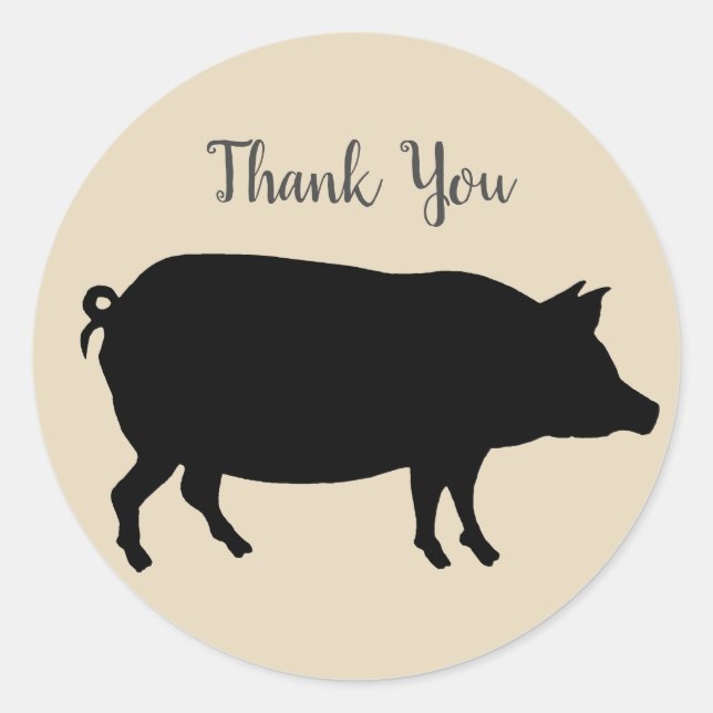 Fiesta de la granja Barnyard Pig Gracias Pegatinas (Anverso)