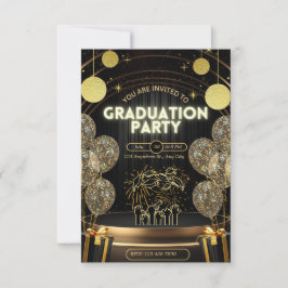 Fiesta de la invitación a graduación de Black & Go