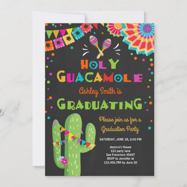 Fiesta de la invitación a graduación de Holy Guaca (Anverso)
