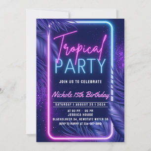Fiesta de la invitación al cumpleaños nocturno tro