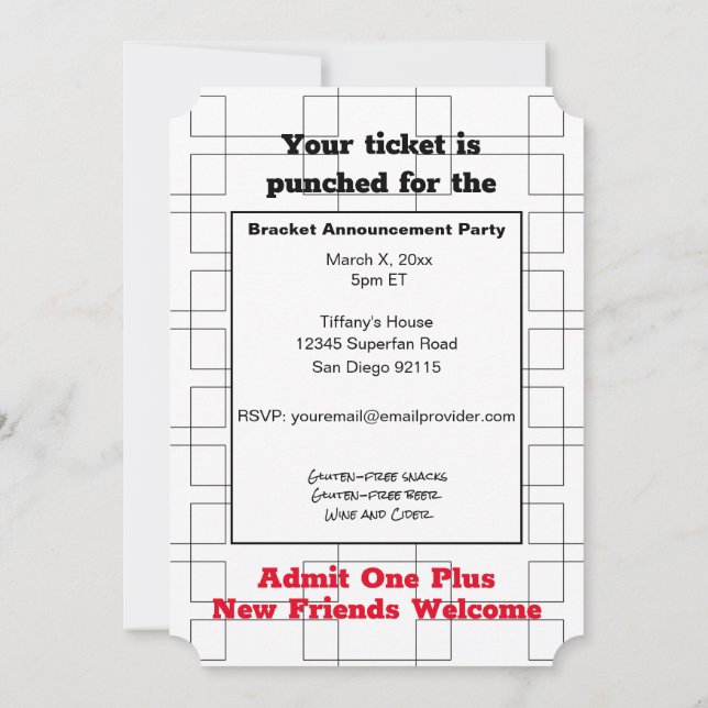 Fiesta de la Invitación de baloncesto con soporte  (Reverso)