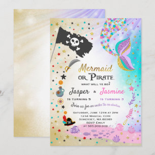 Fiesta de la invitación de cumpleaños de Mermaid P