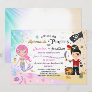 Fiesta de la invitación de cumpleaños de Mermaid P