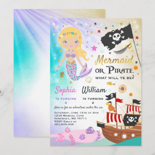 Fiesta de la invitación de cumpleaños de Mermaid P