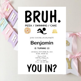 FIESTA de la PISCINA Bruh Invitación al cumpleaños