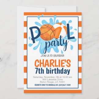 Fiesta de la piscina de baloncesto Invitación de c