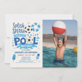 Fiesta de la piscina de fútbol niño Invitación a f