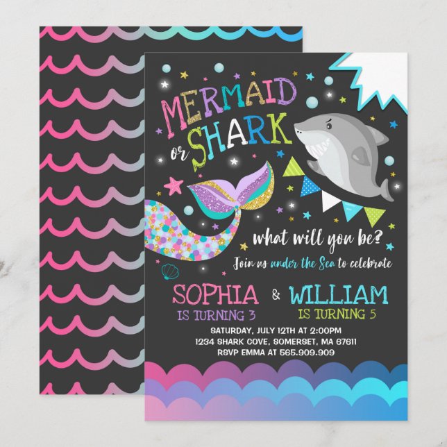 Fiesta De La Piscina De Invitaciones Al Cumpleaños (Anverso / Reverso)