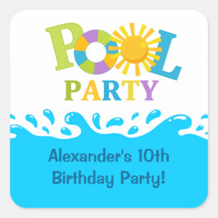 Fiesta de la piscina de Water Splash Boy Pegatina