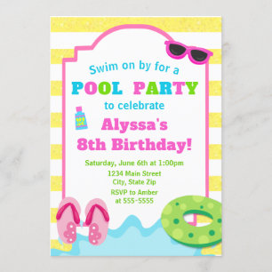 Fiesta de la piscina Invitación de cumpleaños Chic