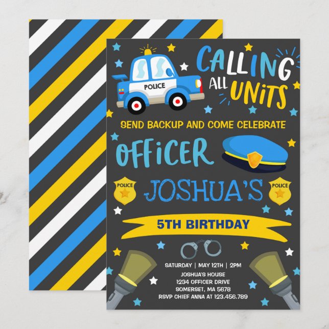 Fiesta de la policía por invitación de cumpleaños (Anverso / Reverso)