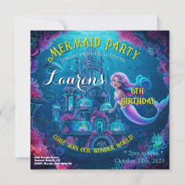Fiesta de la sirena - Invitación de cumpleaños