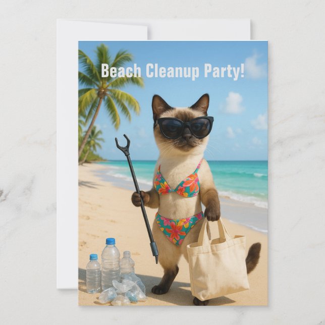 Fiesta de limpieza de playa con invitación para am (Anverso)
