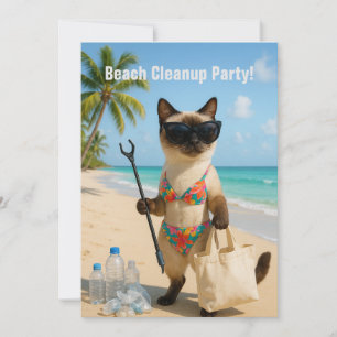 Fiesta de limpieza de playa con invitación para am