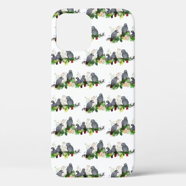 Fiesta de loro gris africano iPhone 12 Funda (Reverso )