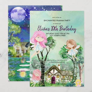 Fiesta de madera de hadas Pajama Invitación de cum