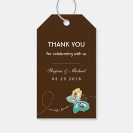 Fiesta de mariposa marrón favorece etiqueta de reg