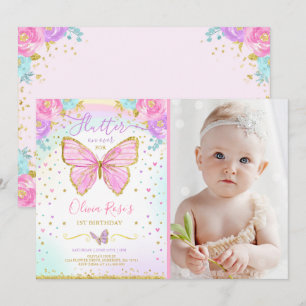 Fiesta de mariposa por invitación de cumpleaños