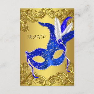 Fiesta de mascarada azul y oro RSVP