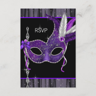 Fiesta de mascarada Black White Purple RSVP