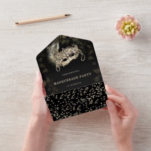 Fiesta de Máscaras con Tarjetas de Respuesta RSVP