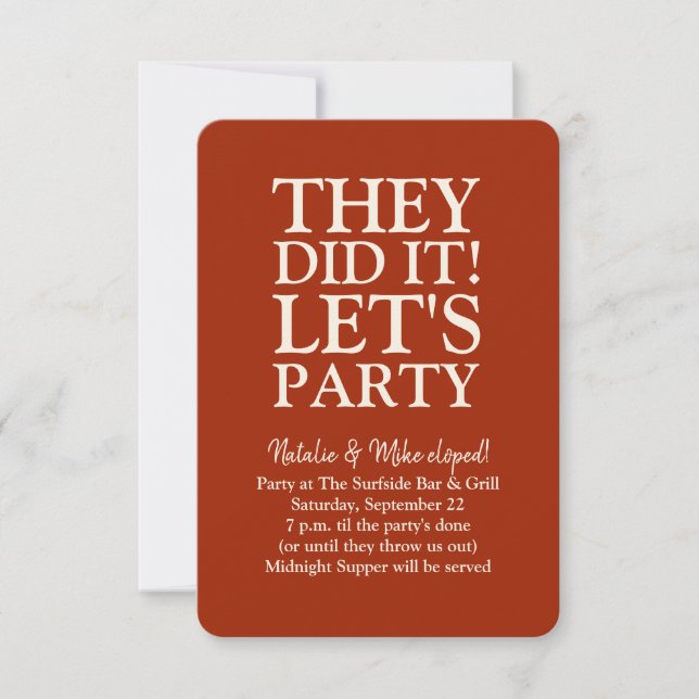 Fiesta De Matrimonio De Elopement Lo Hicieron Para (Anverso)