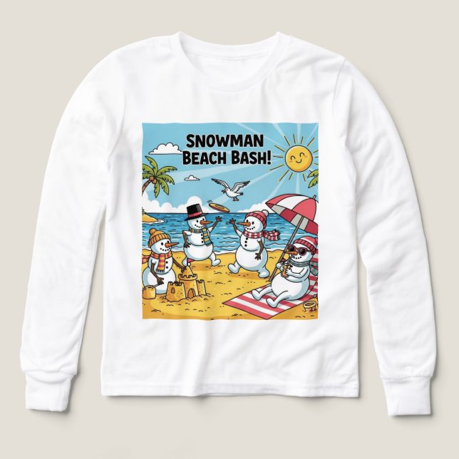 Fiesta de muñecos de nieve en la playa (Diseño frontal)