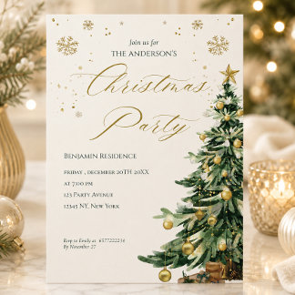 Fiesta de Navidad con Código QR de Árbol Acuarela
