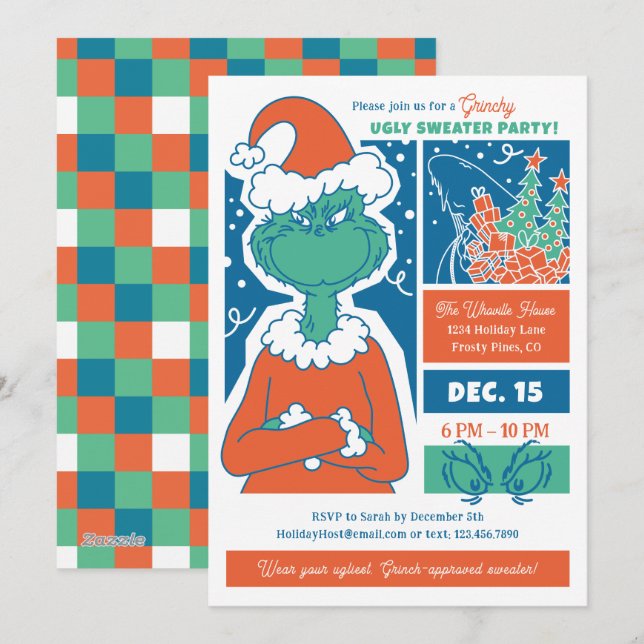 Fiesta de Navidad con Jersey Feo del Grinch (Anverso / Reverso)