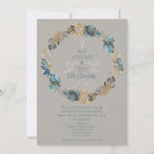 Fiesta de Navidad Hojas Tropicales Azul Polvorient