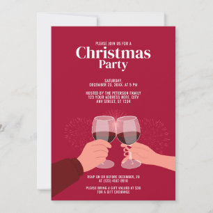 Fiesta de Navidad   Invitación de copas de vino pa