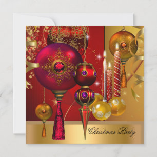 Fiesta de Navidad Tarjetas Doradas Rojas Bolas de 