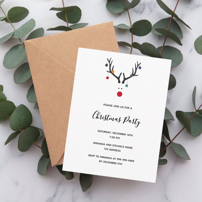 fiesta de navidades 2022 invitación moderna a reno (Subido por el creador)