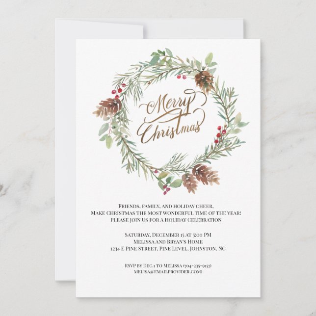 Fiesta  de Navidades de Berry Rojas de Winter Pine (Anverso)