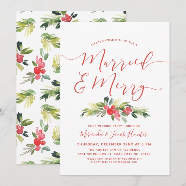 Fiesta de Navidades de Bodas casados y postales de (Anverso / Reverso)