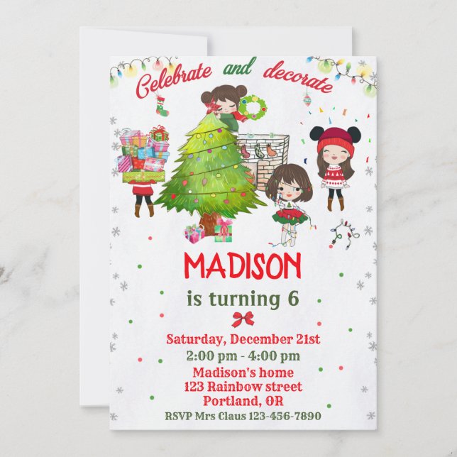 fiesta de Navidades de invitaciones de cumpleaños  (Anverso)