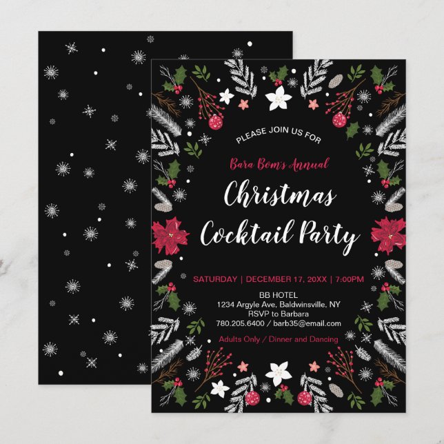 Fiesta de Navidades modernos, invitaciones para fi (Anverso / Reverso)