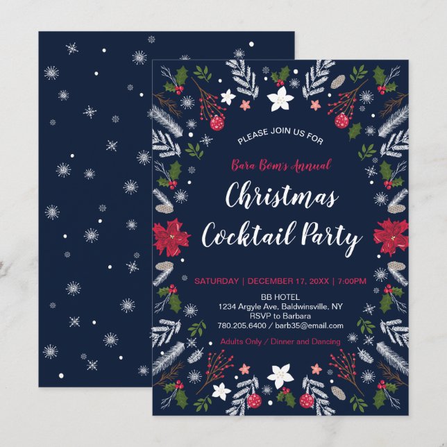 Fiesta de Navidades modernos, invitaciones para fi (Anverso / Reverso)