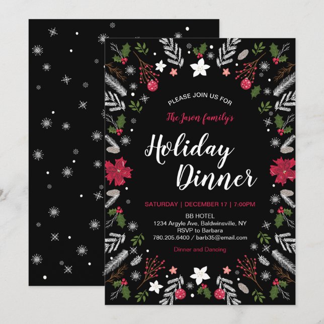 Fiesta de Navidades modernos, invitaciones para fi (Anverso / Reverso)