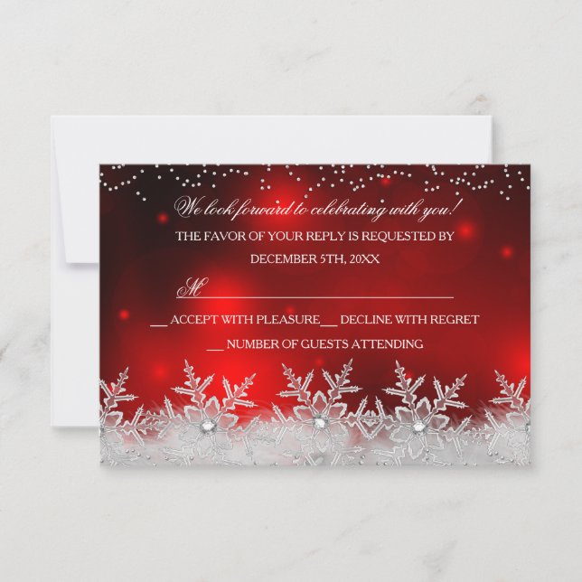 Fiesta de Navidades rojos Crystal Snowflake RSVP (Anverso)