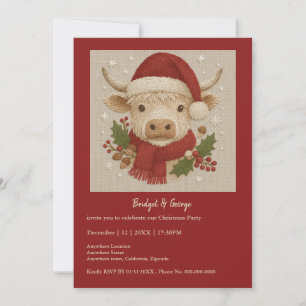 Fiesta de navidades Rustic Highland Cow y Santa Ha