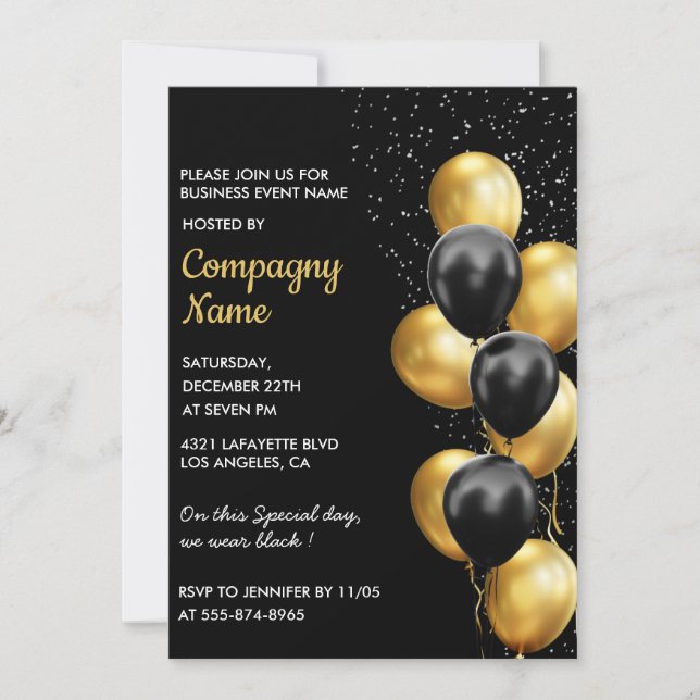 Fiesta de Negros de Oro Invitación a Globo (Anverso)