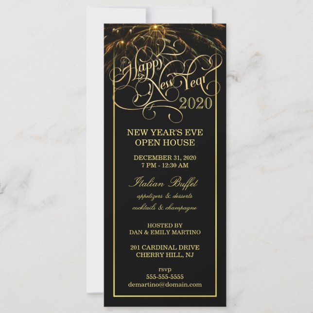Fiesta de Noche Vieja - invitaciones formales (Anverso)
