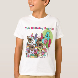 Fiesta de Oso de Teddy 4er cumpleaños camisetas y