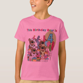 Fiesta de Oso de Teddy 4er cumpleaños camisetas y